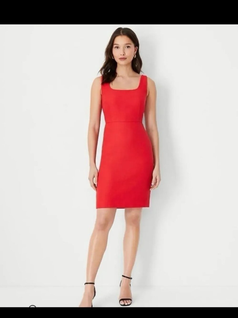 NWT Ann Taylor Square Neck Sleeveless Sheath Dress in red
